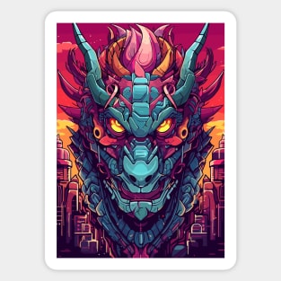 Cyberpunk Mecha Dragon Head Sticker